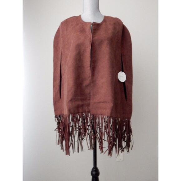 NWT WOMEN’S TULAROSA Cape Fringed Cardigan Vest Jacket TOP BROWN MED Last One! - Picture 4 of 9